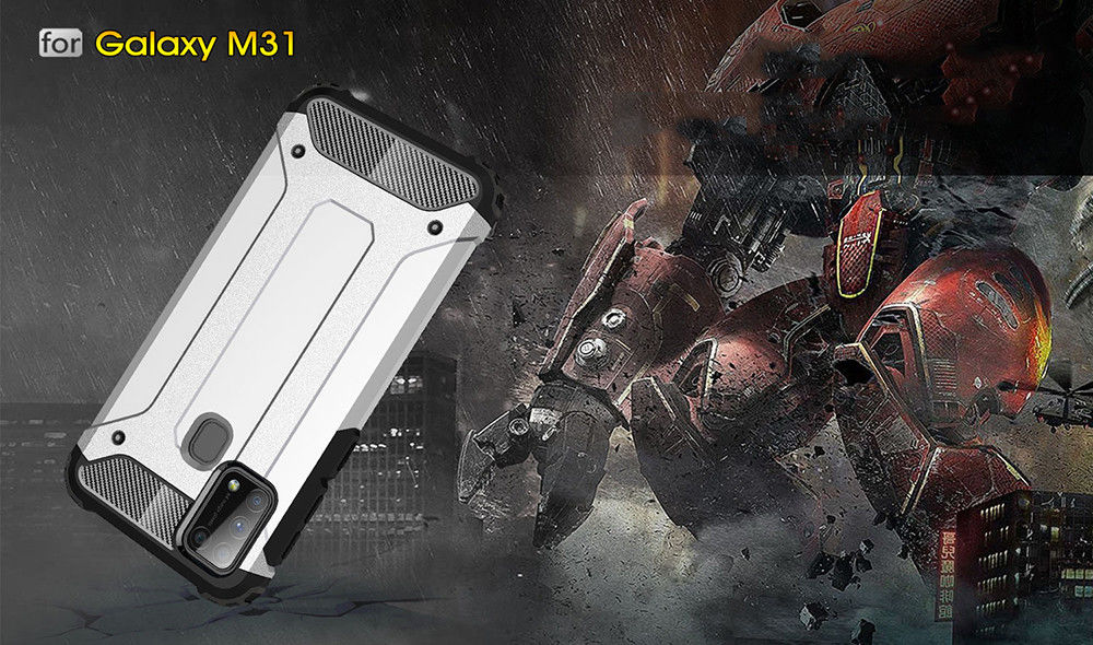Samsung Galaxy M31 Hoesje Shock Proof Hybride Back Cover Rood afbeelding 12