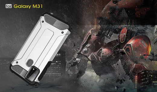 Samsung Galaxy M31 Hoesje Shock Proof Hybride Back Cover Rood afbeelding 12