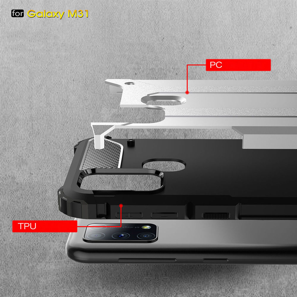 Samsung Galaxy M31 Hoesje Shock Proof Hybride Back Cover Rood afbeelding 6