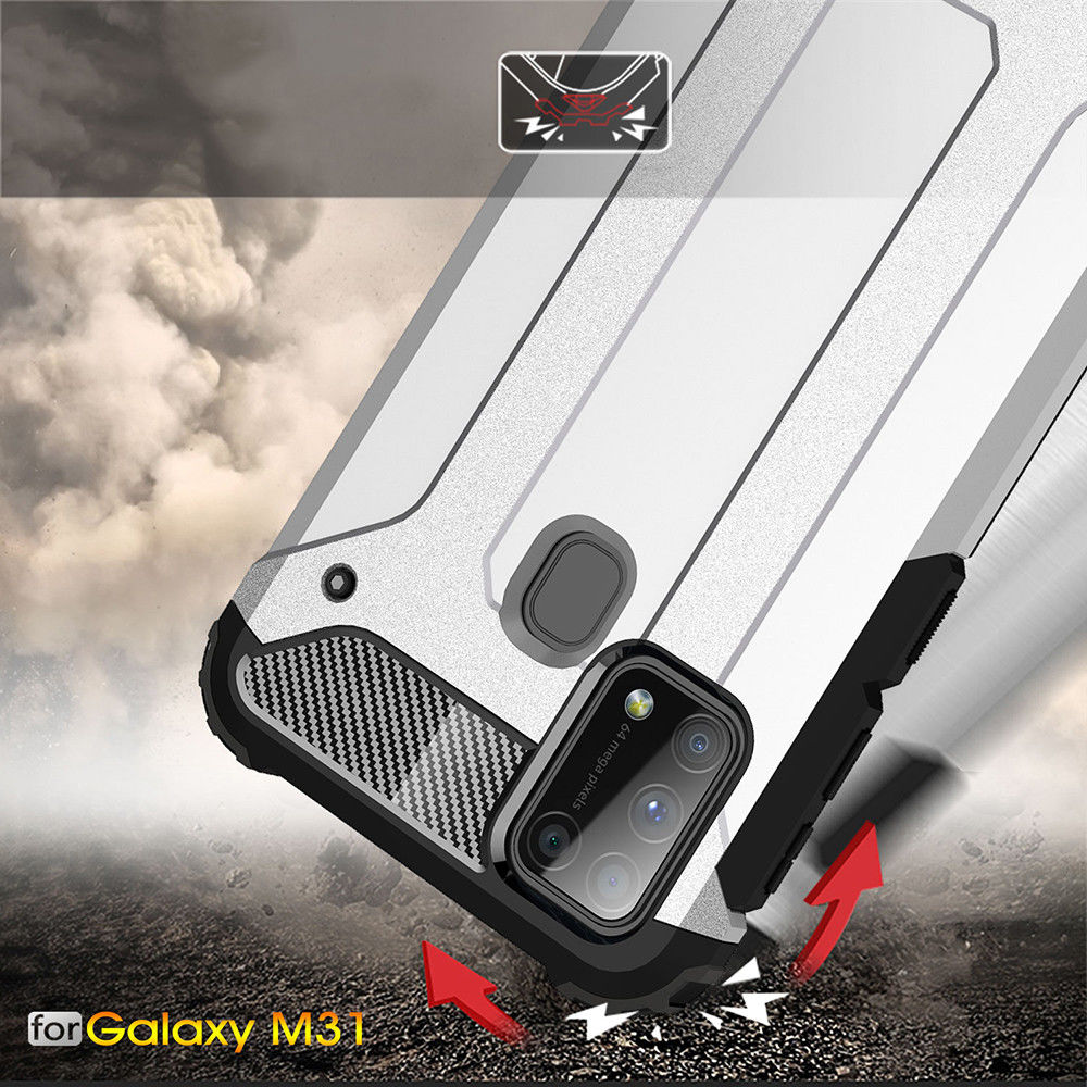 Samsung Galaxy M31 Hoesje Shock Proof Hybride Back Cover Rood afbeelding 7
