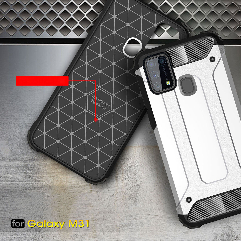 Samsung Galaxy M31 Hoesje Shock Proof Hybride Back Cover Rood afbeelding 8