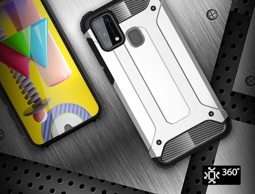 Samsung Galaxy M31 Hoesje Shock Proof Hybride Back Cover Rood afbeelding 10