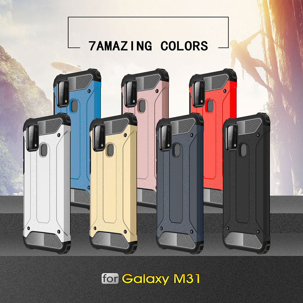 Samsung Galaxy M31 Hoesje Shock Proof Hybride Back Cover Rood afbeelding 11