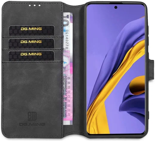 DG Ming Samsung Galaxy A31 Hoesje Retro Wallet Book Case Zwart afbeelding 1