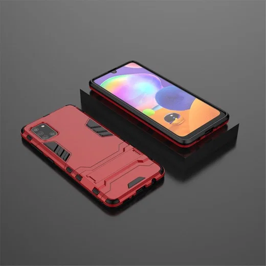 Samsung Galaxy A31 Hoesje Hybride Back Cover met Kickstand Rood afbeelding 4