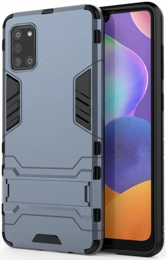Samsung Galaxy A31 Hoesje Hybride Back Cover met Kickstand Blauw afbeelding 1