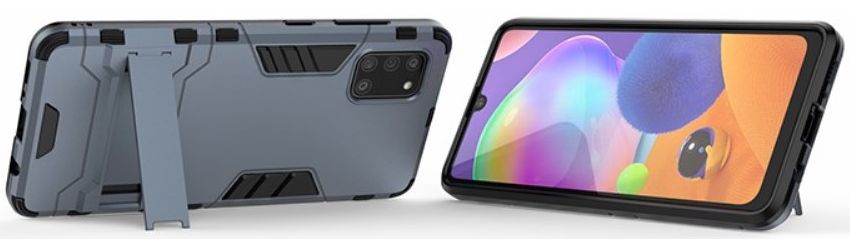 Samsung Galaxy A31 Hoesje Hybride Back Cover met Kickstand Blauw afbeelding 3