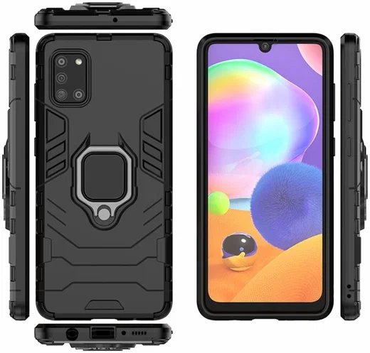Samsung Galaxy A31 Hoesje Hybride met Kickstand Back Cover Zwart afbeelding 7