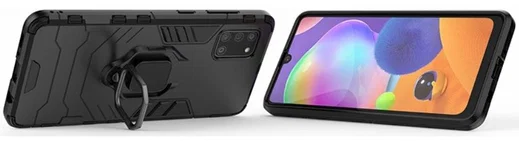 Samsung Galaxy A31 Hoesje Hybride met Kickstand Back Cover Zwart afbeelding 3