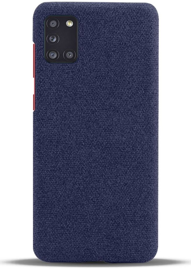 Samsung Galaxy A31 Hoesje met Stof Textuur Hard Back Cover Blauw afbeelding 2