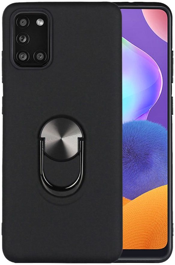 Samsung Galaxy A31 Hoesje met Kickstand Ring Back Cover Zwart afbeelding 1