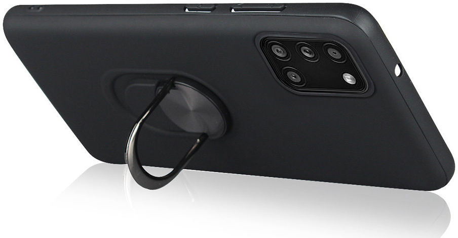 Samsung Galaxy A31 Hoesje met Kickstand Ring Back Cover Zwart afbeelding 2
