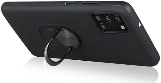 Samsung Galaxy A31 Hoesje met Kickstand Ring Back Cover Zwart afbeelding 2
