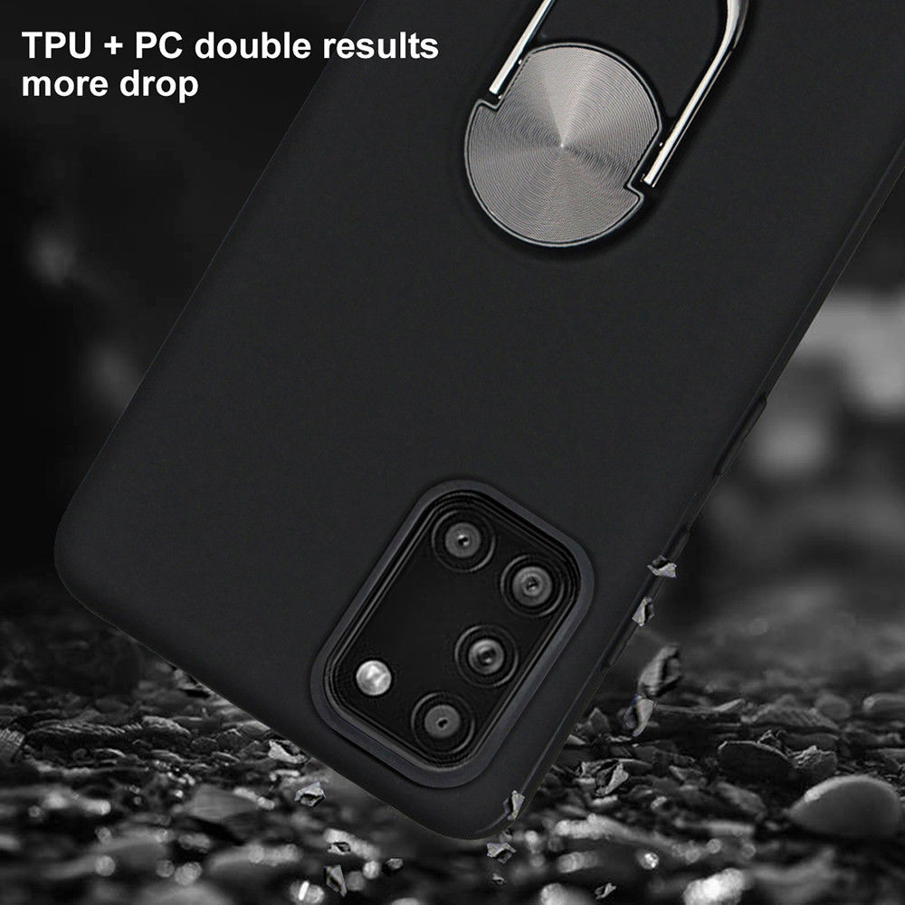 Samsung Galaxy A31 Hoesje met Kickstand Ring Back Cover Zwart afbeelding 4