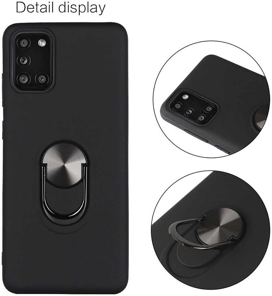 Samsung Galaxy A31 Hoesje met Kickstand Ring Back Cover Zwart afbeelding 5