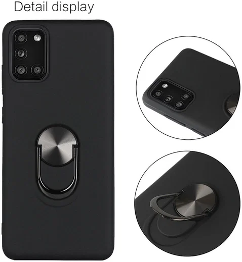 Samsung Galaxy A31 Hoesje met Kickstand Ring Back Cover Zwart afbeelding 5