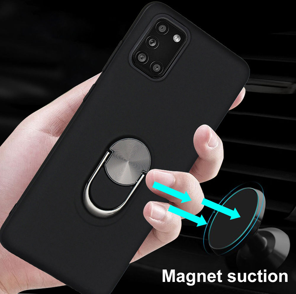 Samsung Galaxy A31 Hoesje met Kickstand Ring Back Cover Zwart afbeelding 6