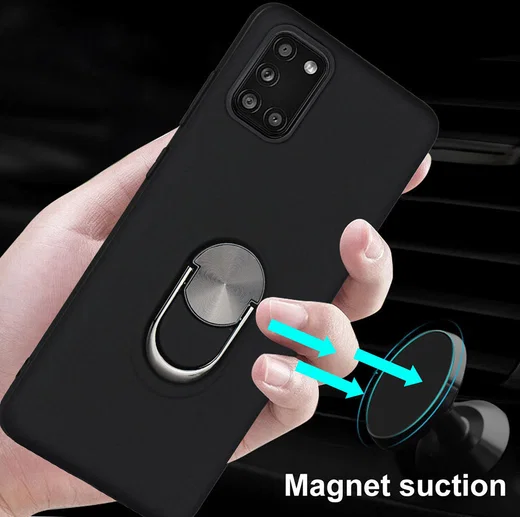 Samsung Galaxy A31 Hoesje met Kickstand Ring Back Cover Zwart afbeelding 6
