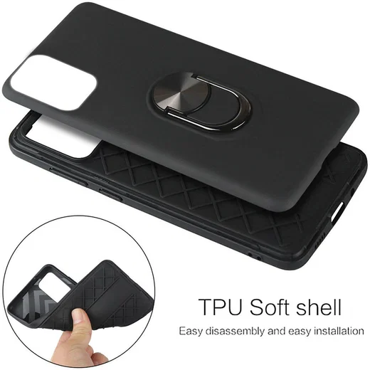 Samsung Galaxy A31 Hoesje met Kickstand Ring Back Cover Zwart afbeelding 7