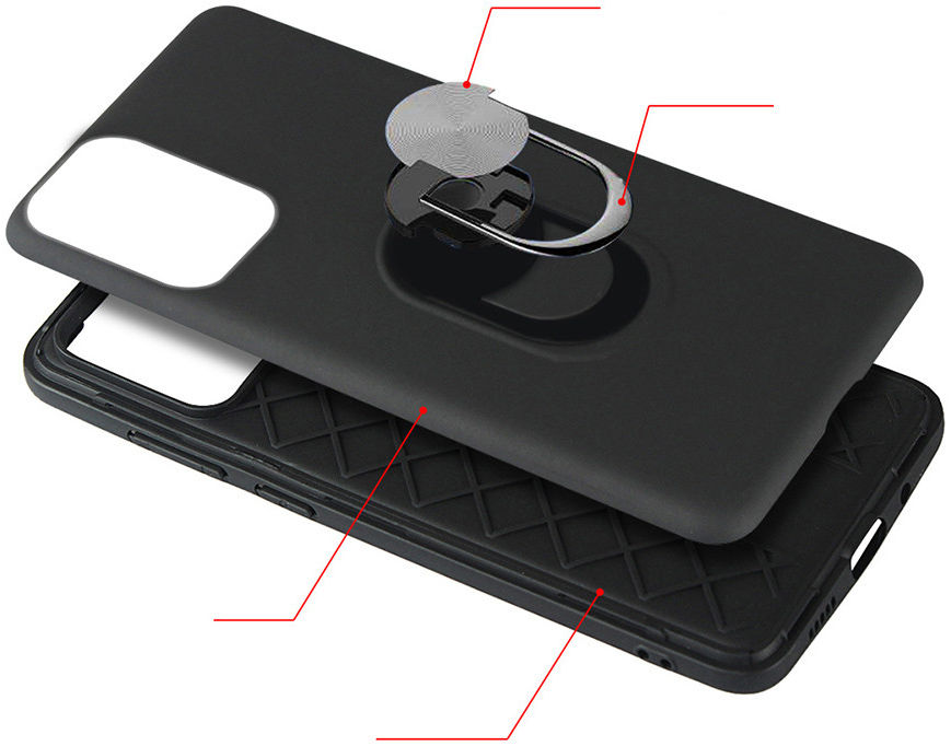 Samsung Galaxy A31 Hoesje met Kickstand Ring Back Cover Zwart afbeelding 8