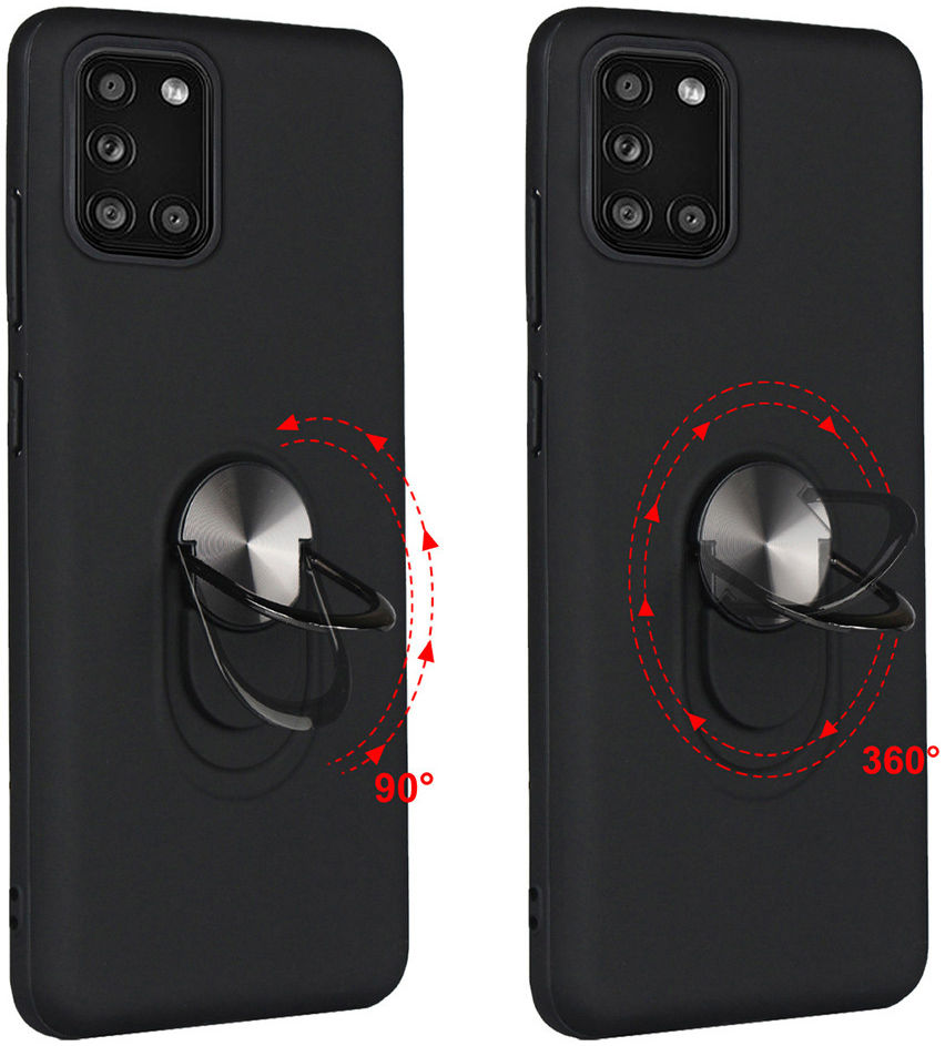 Samsung Galaxy A31 Hoesje met Kickstand Ring Back Cover Zwart afbeelding 9
