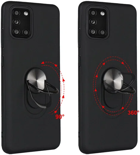 Samsung Galaxy A31 Hoesje met Kickstand Ring Back Cover Zwart afbeelding 9