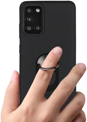Samsung Galaxy A31 Hoesje met Kickstand Ring Back Cover Donker Blauw afbeelding 3