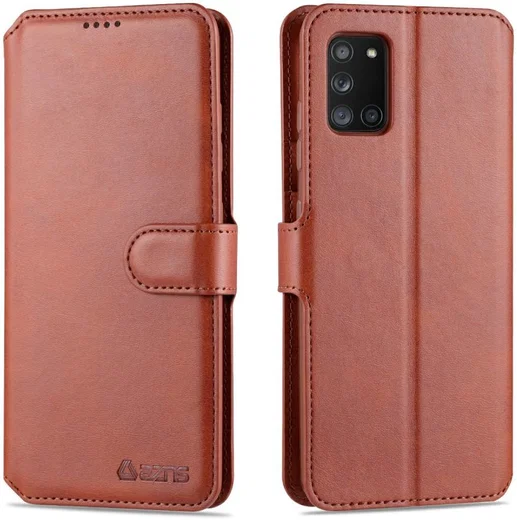 AZNS Samsung Galaxy A31 Hoesje Wallet Book Case met Stand Coffee afbeelding 4