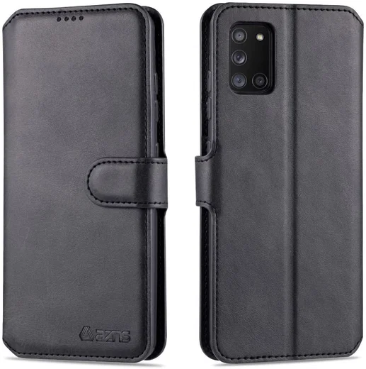 AZNS Samsung Galaxy A31 Hoesje Wallet Book Case met Stand Zwart afbeelding 4