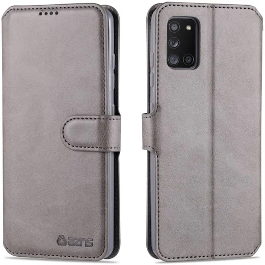 AZNS Samsung Galaxy A31 Hoesje Wallet Book Case met Stand Grijs afbeelding 4