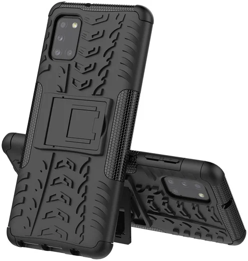 Samsung Galaxy A31 Hoesje Hybride Robuuste Back Cover Zwart afbeelding 1