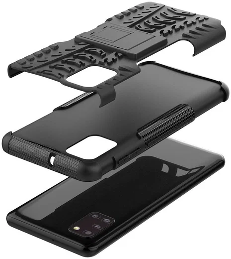 Samsung Galaxy A31 Hoesje Hybride Robuuste Back Cover Zwart afbeelding 4