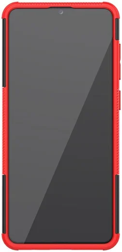 Samsung Galaxy A31 Hoesje Hybride Robuuste Back Cover Zwart Rood afbeelding 7