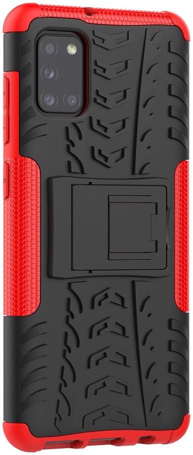 Samsung Galaxy A31 Hoesje Hybride Robuuste Back Cover Zwart Rood afbeelding 6