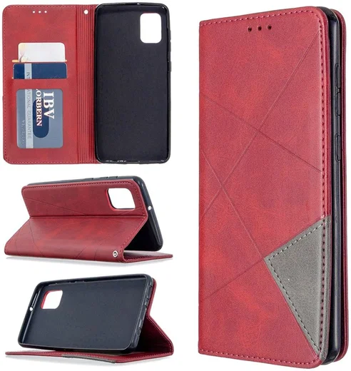 Samsung Galaxy A31 Hoesje Portemonnee Book Case Geometrie Design Rood afbeelding 9