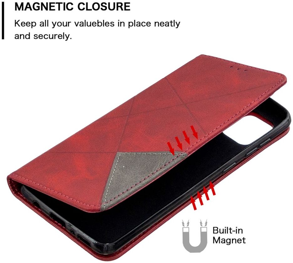 Samsung Galaxy A31 Hoesje Portemonnee Book Case Geometrie Design Rood afbeelding 4