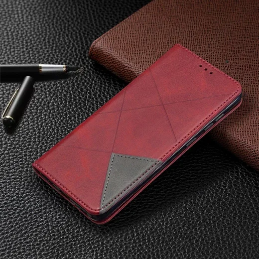 Samsung Galaxy A31 Hoesje Portemonnee Book Case Geometrie Design Rood afbeelding 7