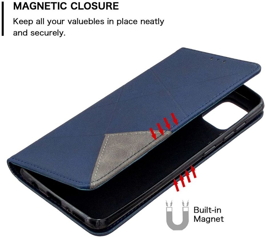 Samsung Galaxy A31 Hoesje Portemonnee Book Case Geometrie Design Blauw afbeelding 4