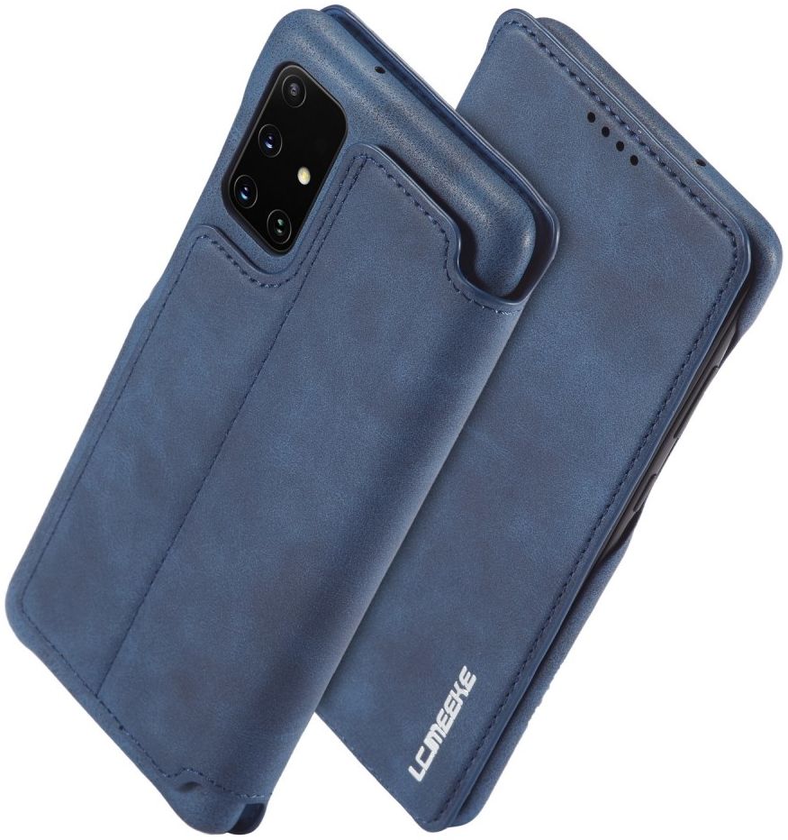 Samsung Galaxy A31 Hoesje Retro Book Case Kunstleer Blauw afbeelding 2