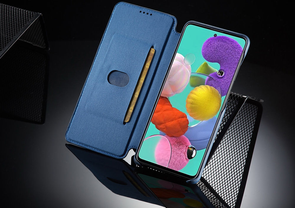 Samsung Galaxy A31 Hoesje Retro Book Case Kunstleer Blauw afbeelding 3
