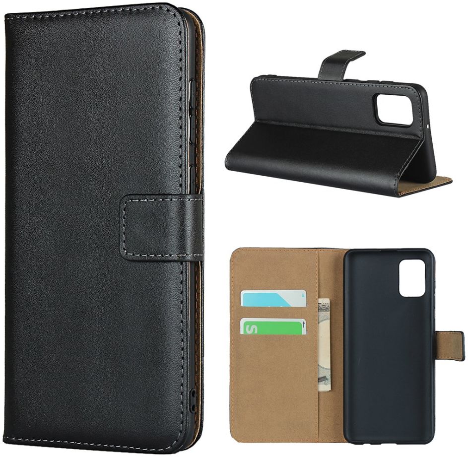 Samsung Galaxy A31 Hoesje Wallet Book Case Echt Leer Zwart afbeelding 6