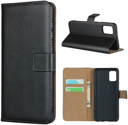 Samsung Galaxy A31 Hoesje Wallet Book Case Echt Leer Zwart afbeelding 6