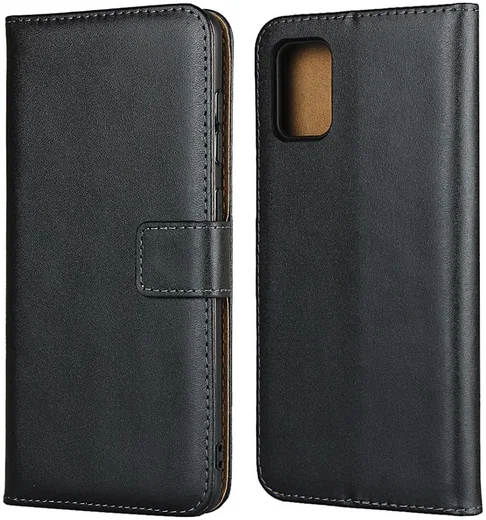Samsung Galaxy A31 Hoesje Wallet Book Case Echt Leer Zwart afbeelding 2