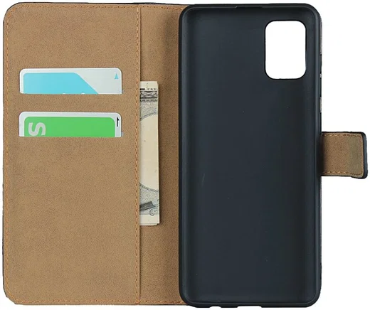 Samsung Galaxy A31 Hoesje Wallet Book Case Echt Leer Zwart afbeelding 4