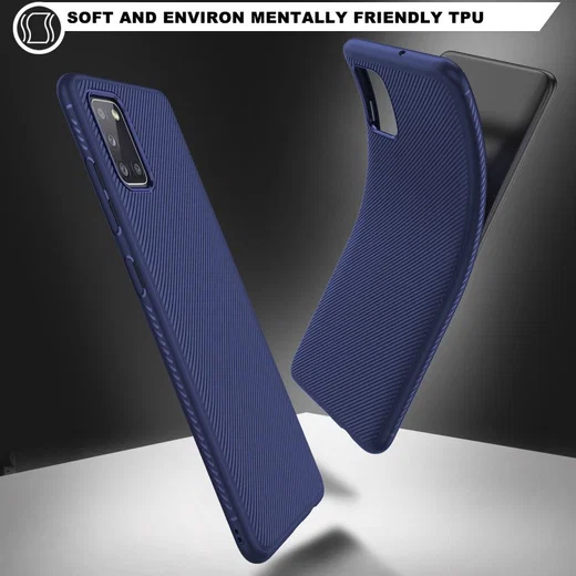 Samsung Galaxy A31 Hoesje Twill Slim Textuur Back Cover Donker Blauw afbeelding 4