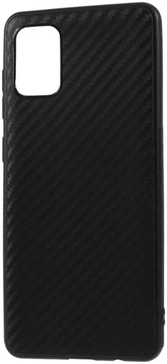 Samsung Galaxy A31 Hoesje Dun TPU Carbon Fiber Back Cover Zwart afbeelding 2