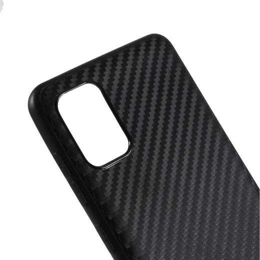 Samsung Galaxy A31 Hoesje Dun TPU Carbon Fiber Back Cover Zwart afbeelding 4