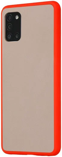 Samsung Galaxy A31 Hoesje Matte Back Cover met Bumper Rood afbeelding 1