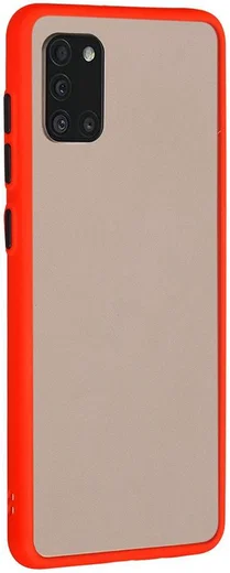 Samsung Galaxy A31 Hoesje Matte Back Cover met Bumper Rood afbeelding 2