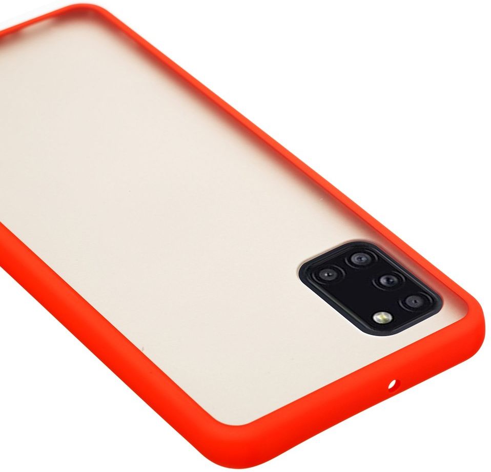 Samsung Galaxy A31 Hoesje Matte Back Cover met Bumper Rood afbeelding 5
